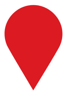 red map pin with white border
